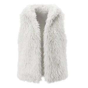 CHILDRENS PLACE Faux Fur Fuzzy Soft White Cream Vest Small 5-6  Preowned
